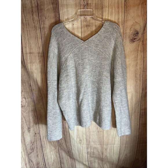 Ann Taylor Women Sweater X Large Gray V Neck Long Sleeve Pullover Knit Solid - Picture 7 of 8